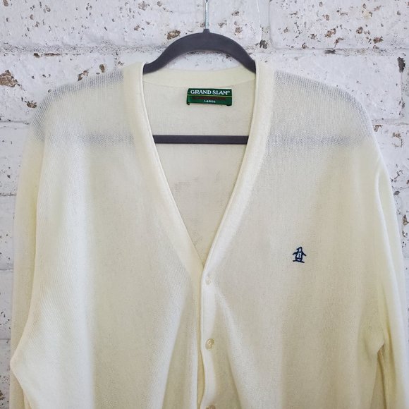 Vintage Grand Slam Cream Cardigan Made in USA Size Large - Picture 3 of 15